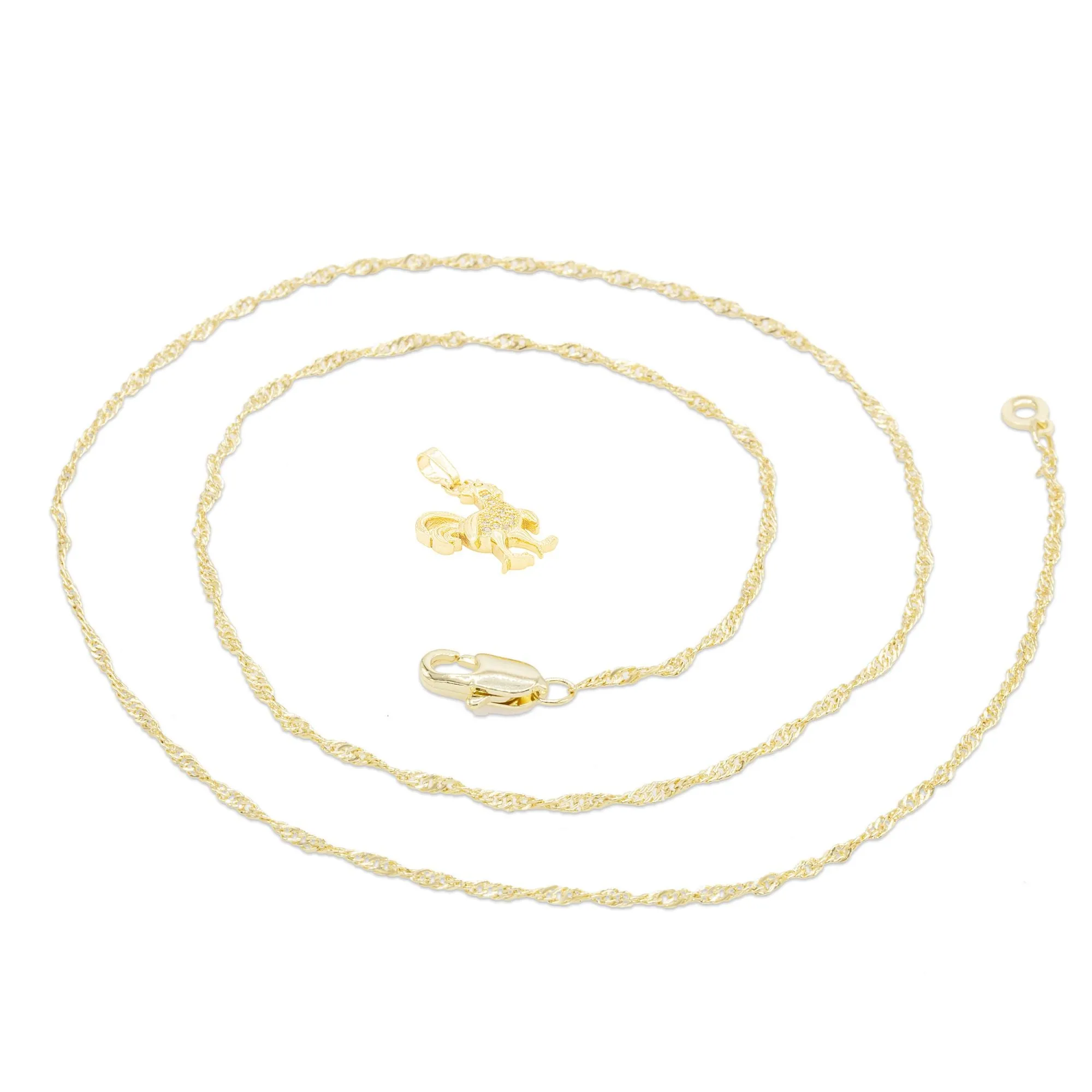 Rooster Cubic Zirconia Pendant With Necklace Set 14K Gold Filled