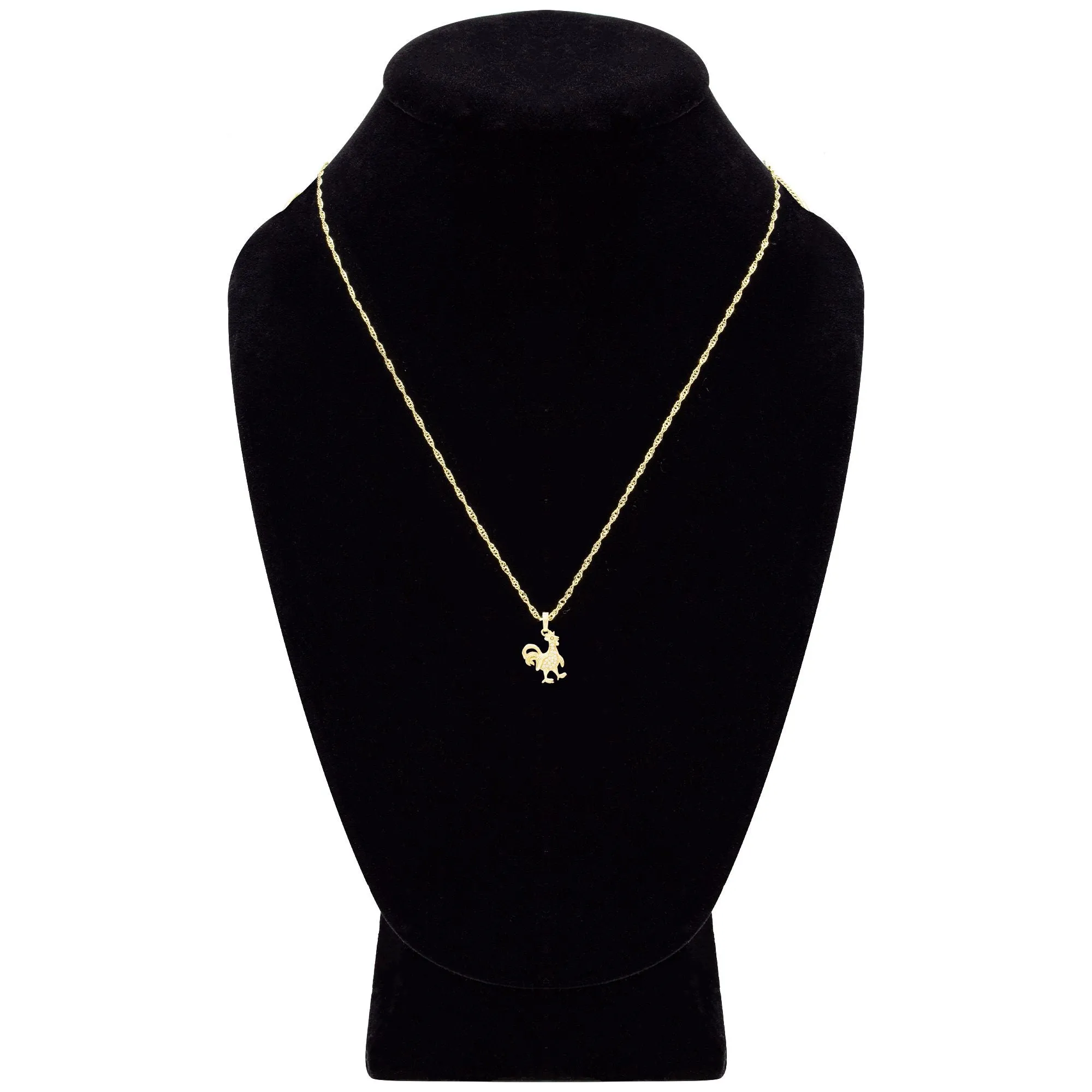 Rooster Cubic Zirconia Pendant With Necklace Set 14K Gold Filled