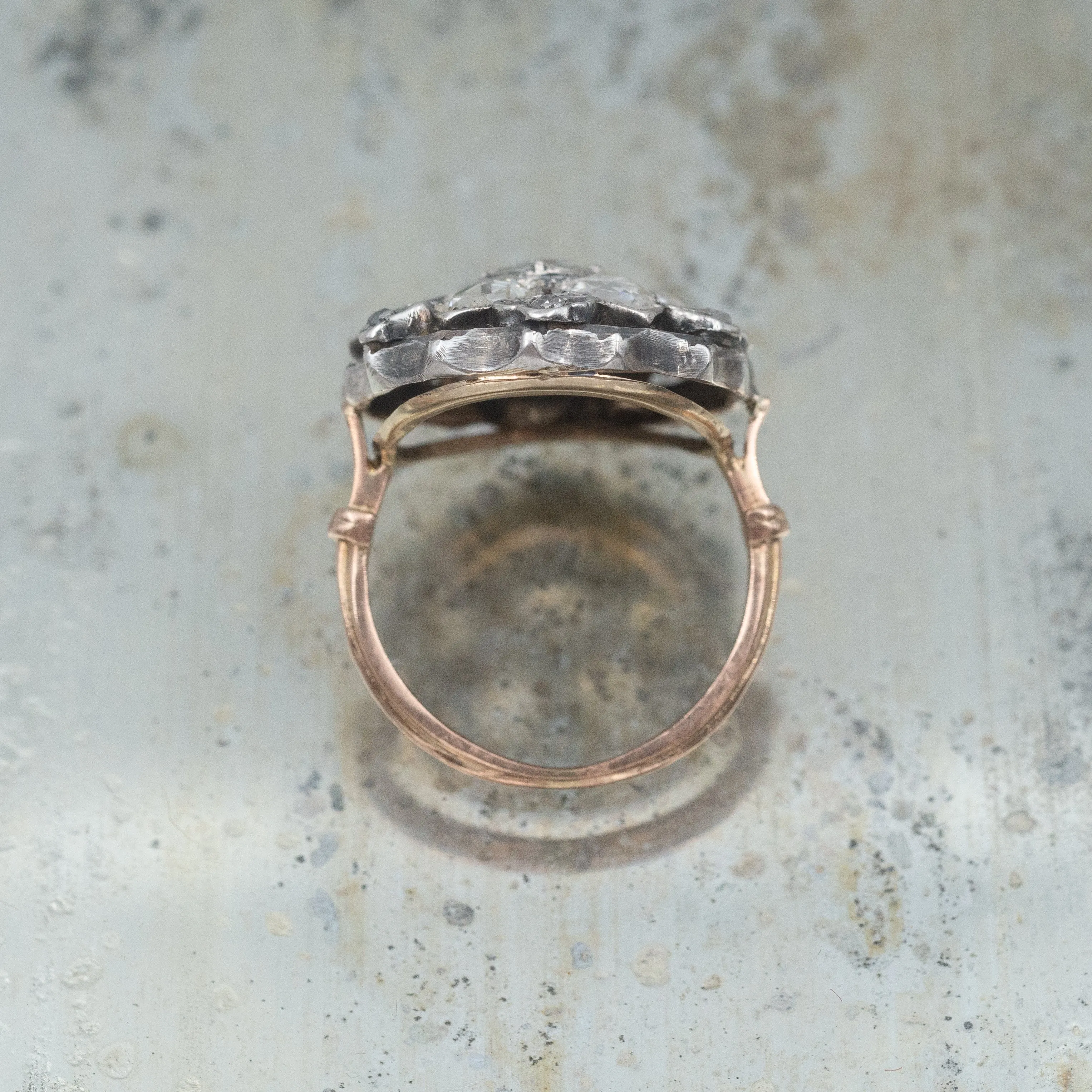 Rose Cut Diamond Chrysanthemum Ring c1850