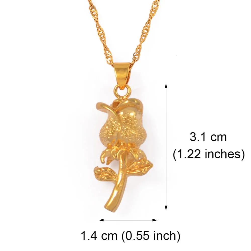 Rose Flower Pendant Necklaces