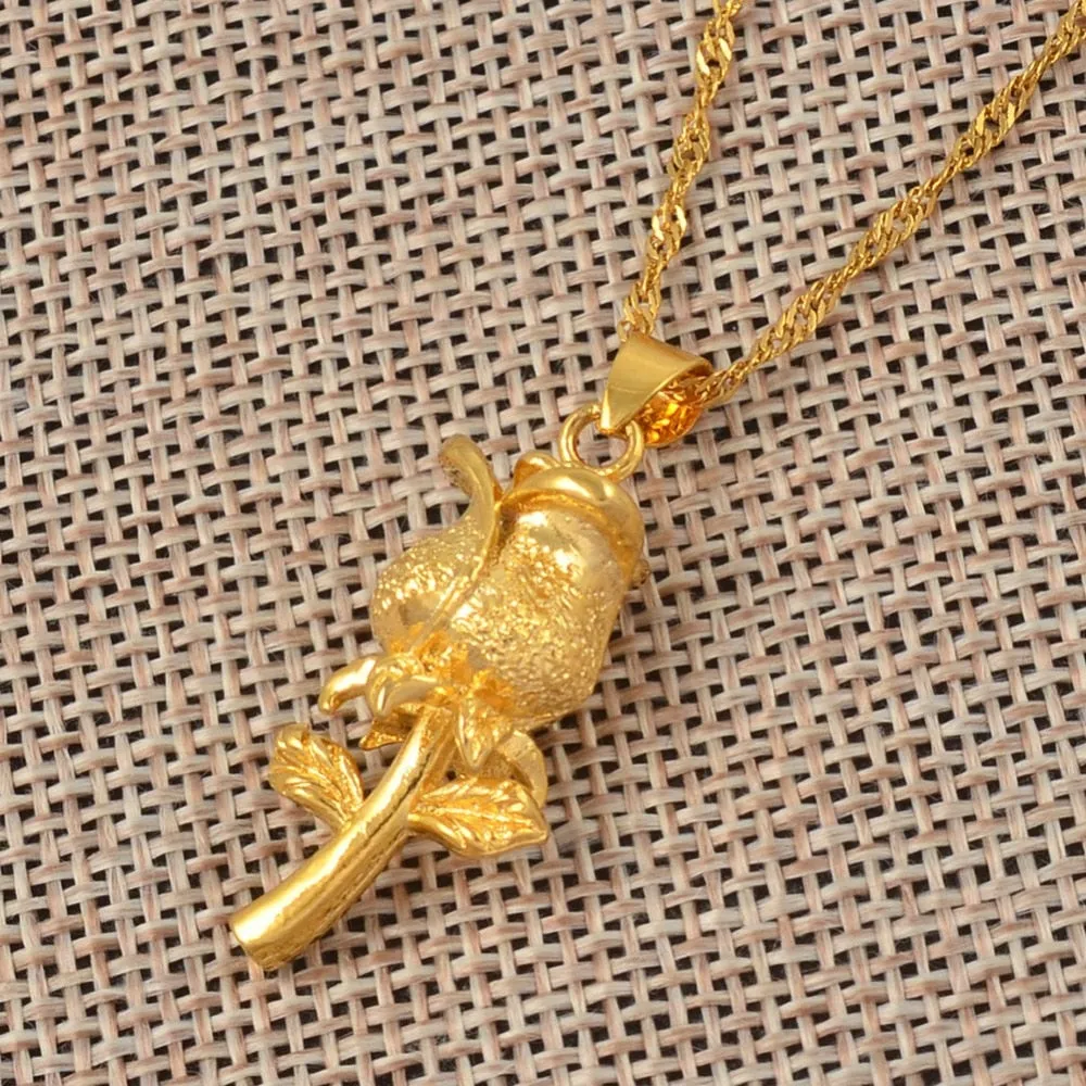 Rose Flower Pendant Necklaces