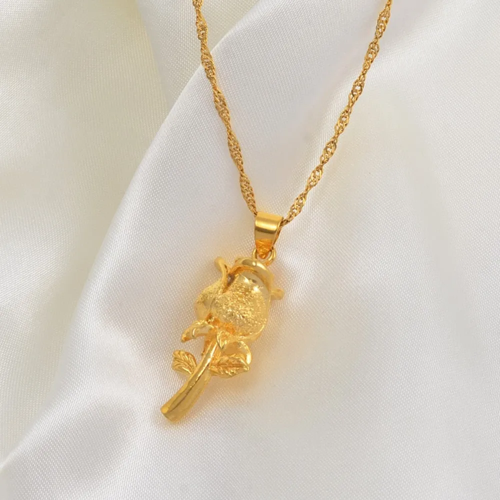 Rose Flower Pendant Necklaces