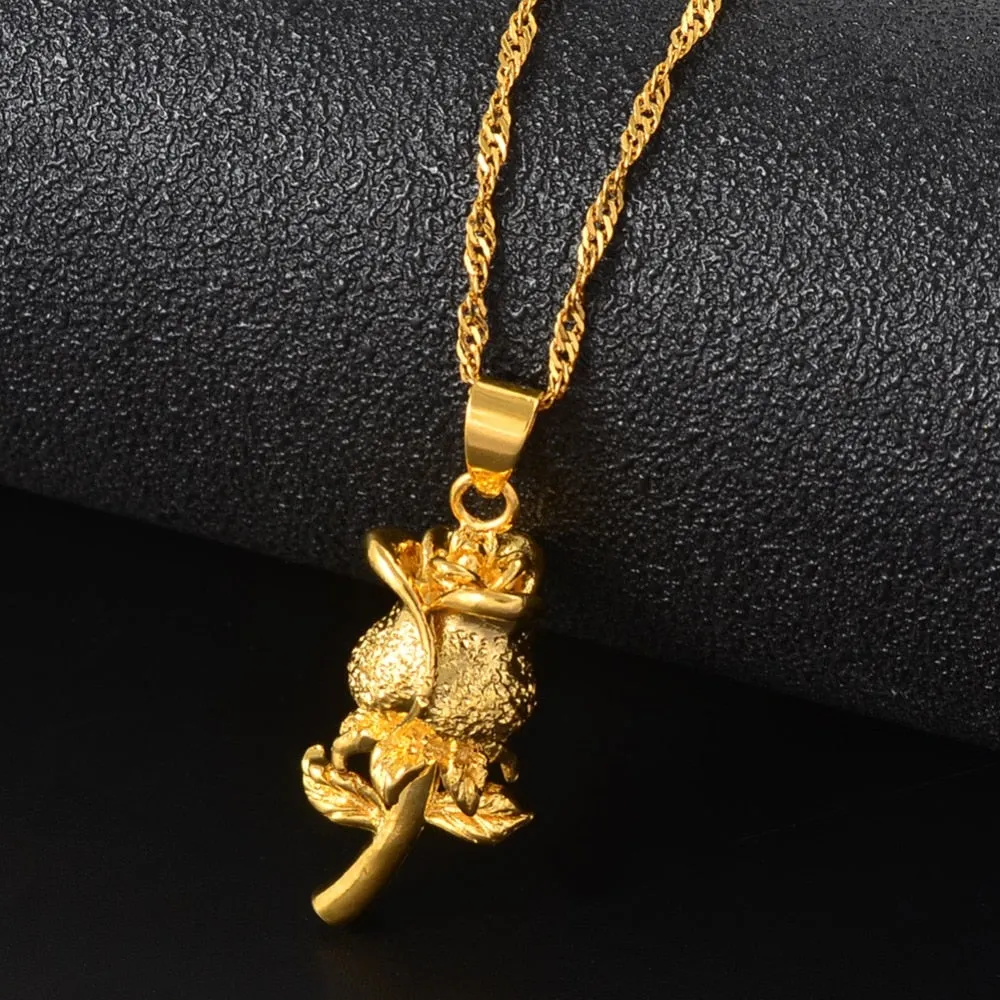 Rose Flower Pendant Necklaces