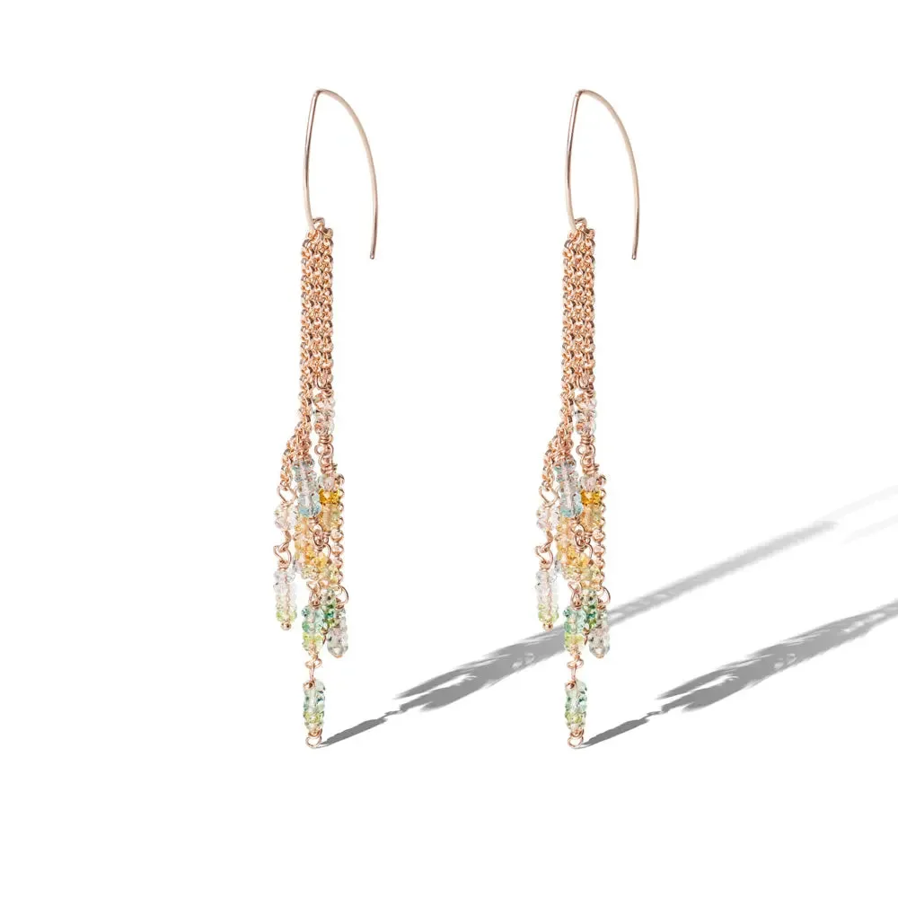 Rose Gold Ombré Aquamarine Marquis Hoop Earrings