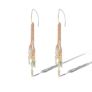 Rose Gold Ombré Aquamarine Marquis Hoop Earrings