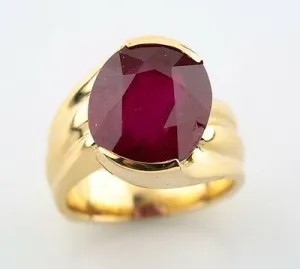 Ruby 9.92 carat Natural Oval Solitaire 14k Yellow Gold Fashion Ring Size 5.5
