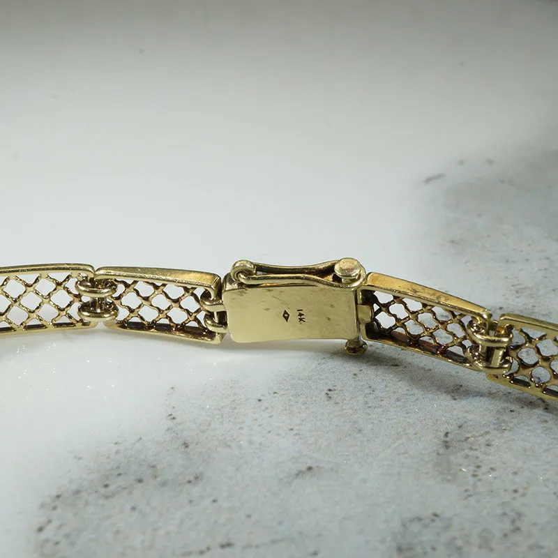 Sapphire & Diamond Lacy Yellow Gold Line Bracelet