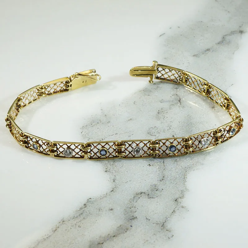 Sapphire & Diamond Lacy Yellow Gold Line Bracelet