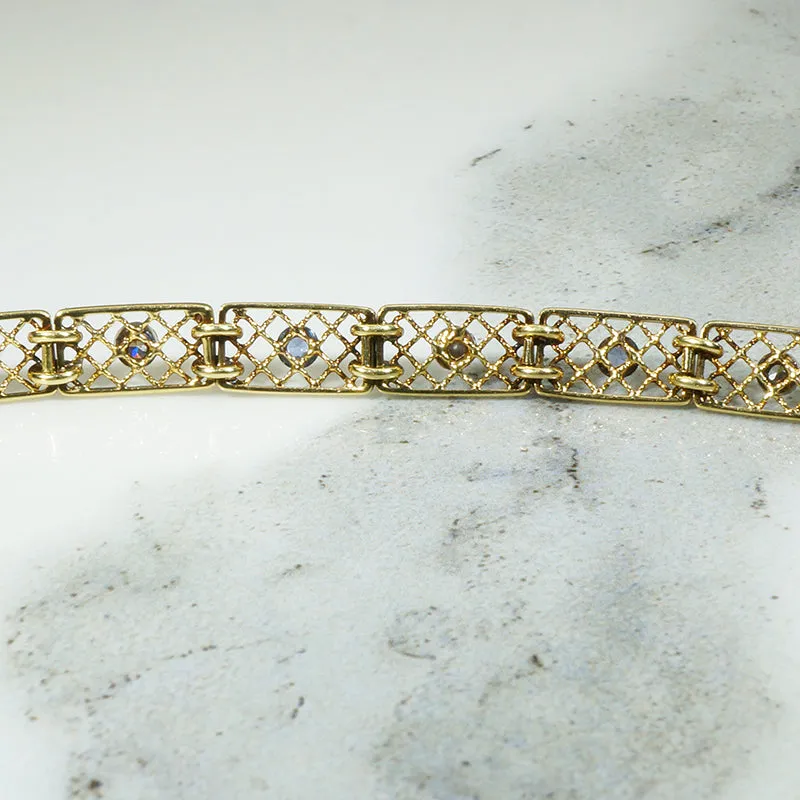 Sapphire & Diamond Lacy Yellow Gold Line Bracelet