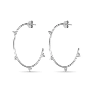 SILVER BALL FEATURE HOOP EARRINGS