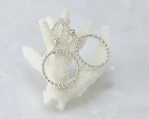 Silver Beaded Hoop Earrings