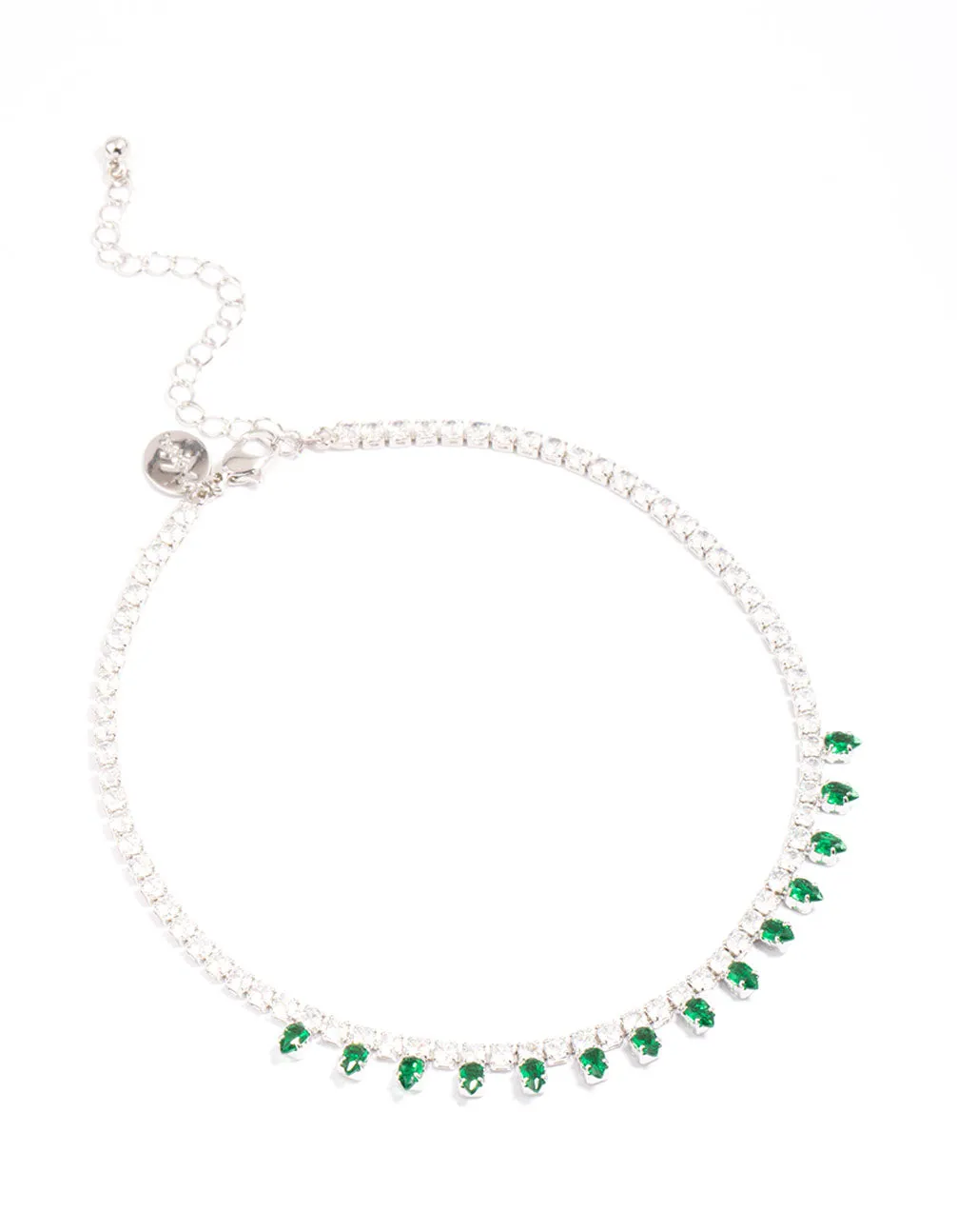 Silver Cubic Zirconia Cup Chain Teardrop Choker