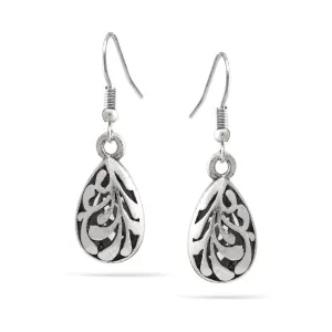SILVER FILIGREE TEARDROP DANGLE EARRINGS #SQ321-0914(GC13)