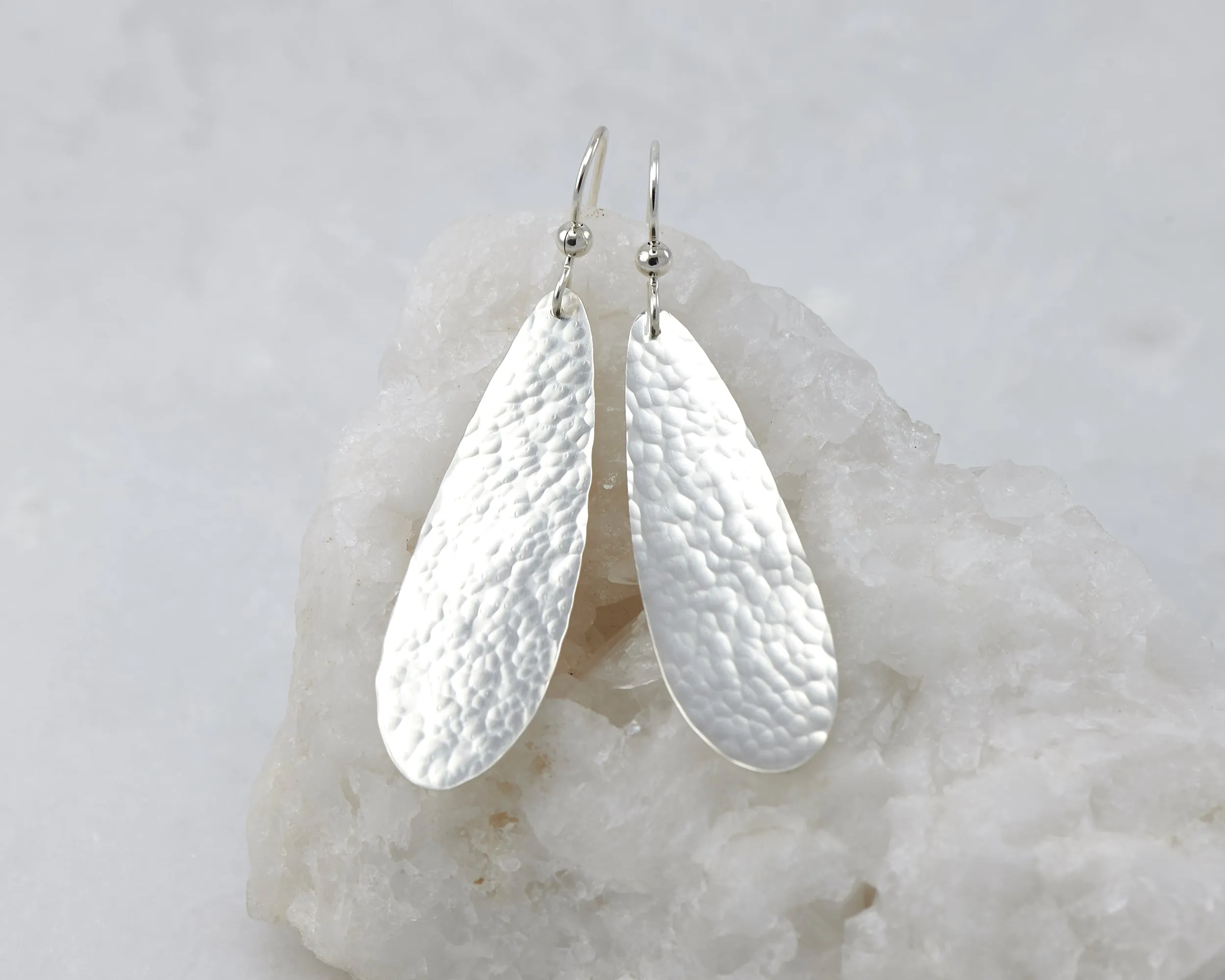 Silver Hammered Teardrop Earrings