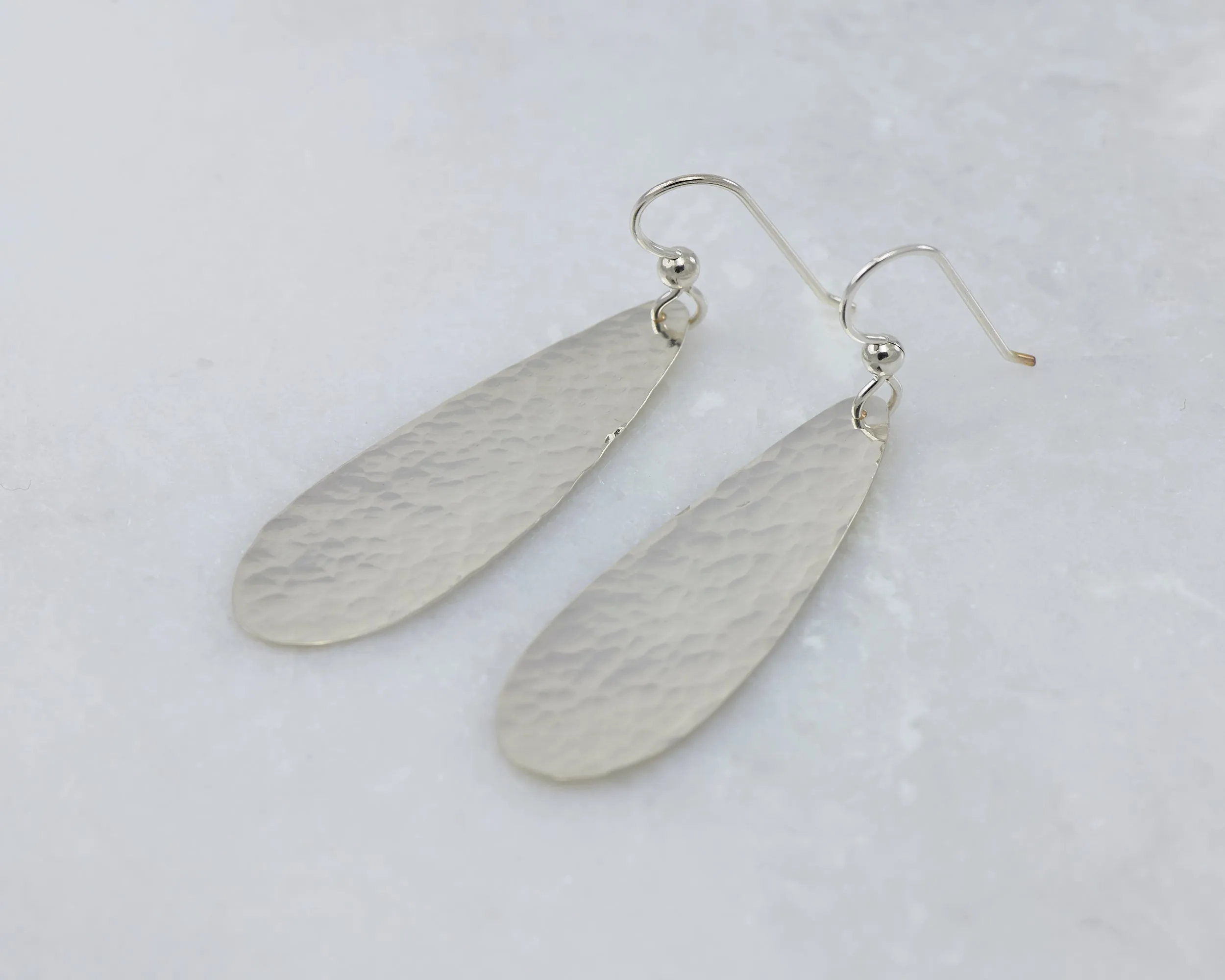 Silver Hammered Teardrop Earrings