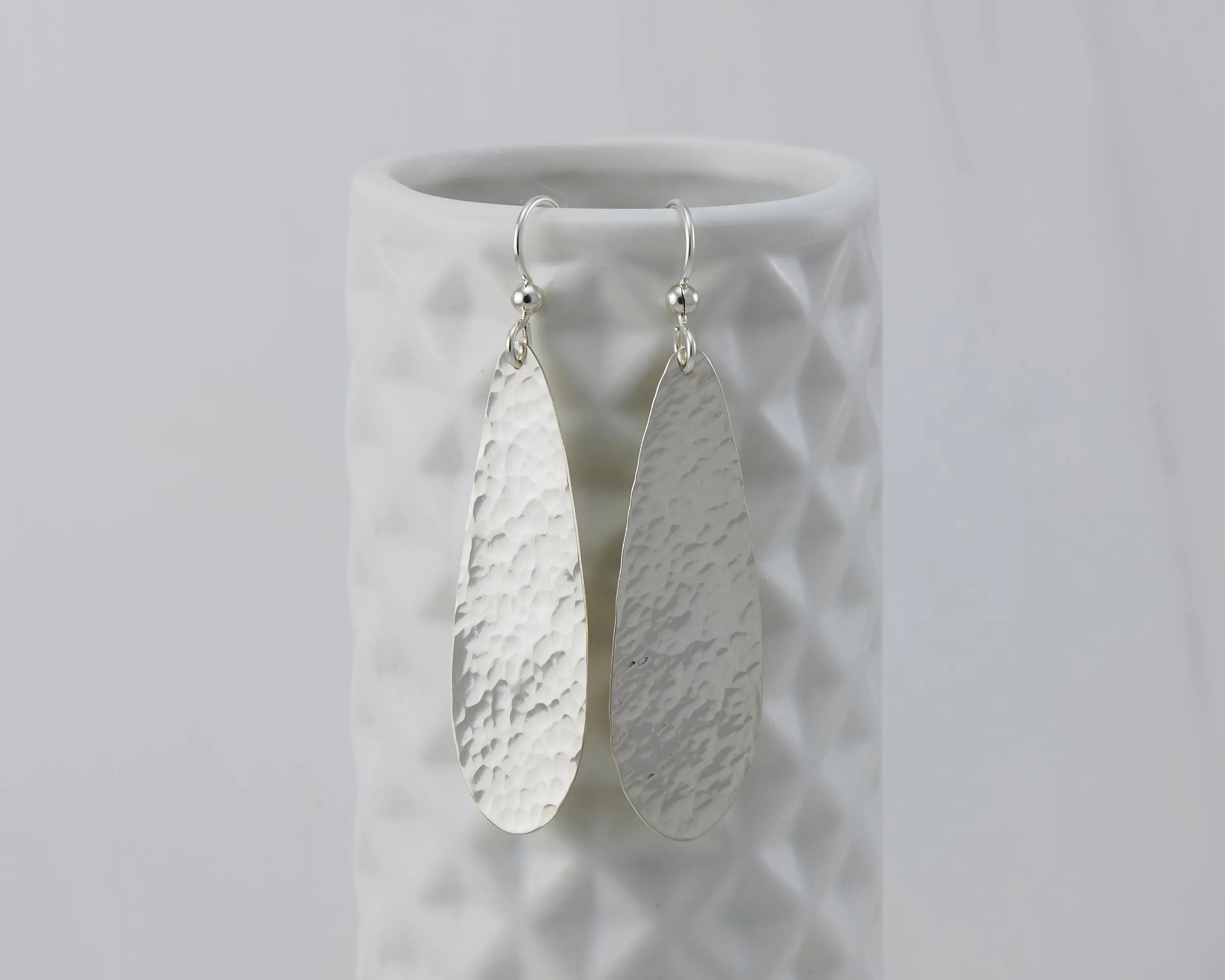 Silver Hammered Teardrop Earrings
