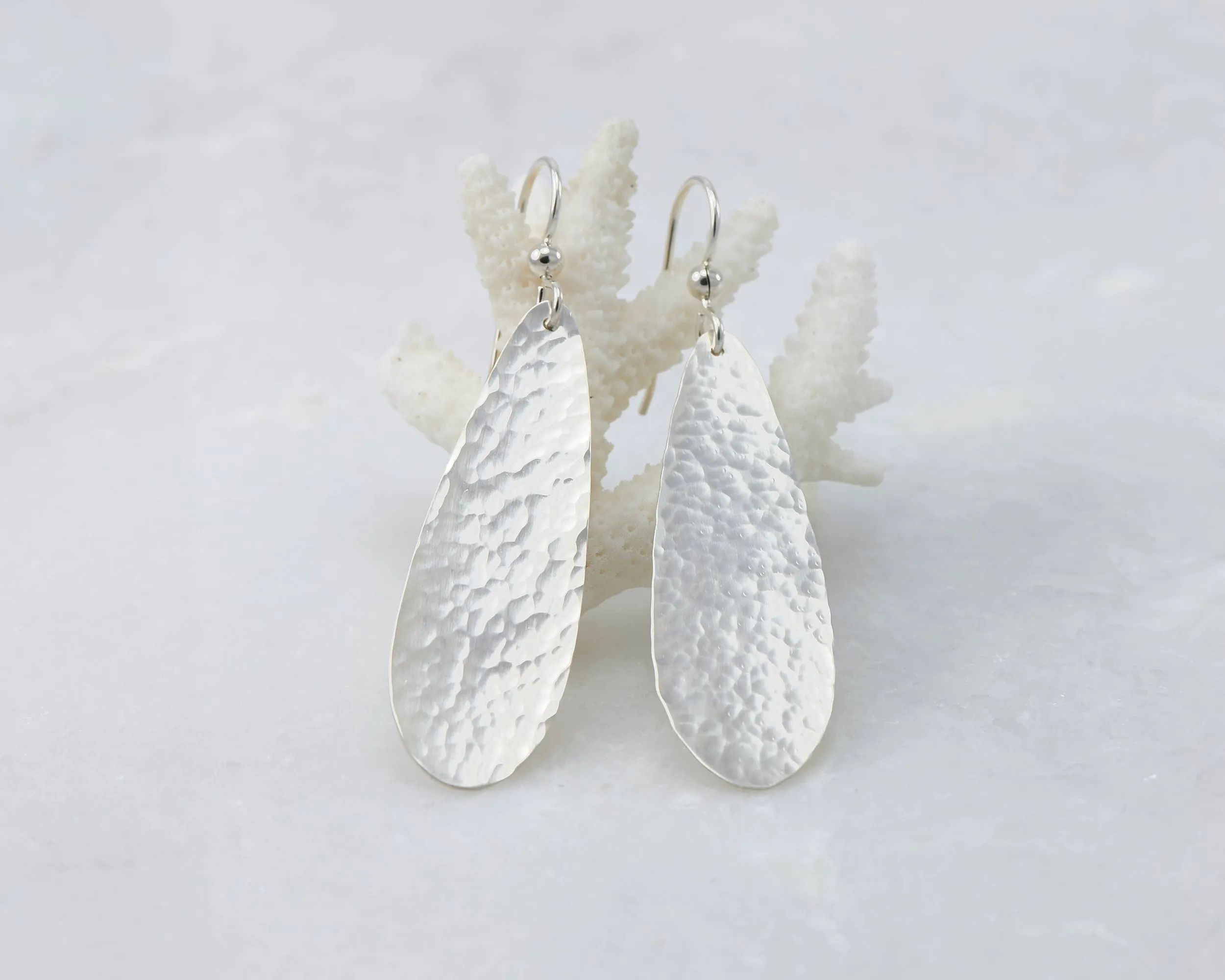 Silver Hammered Teardrop Earrings