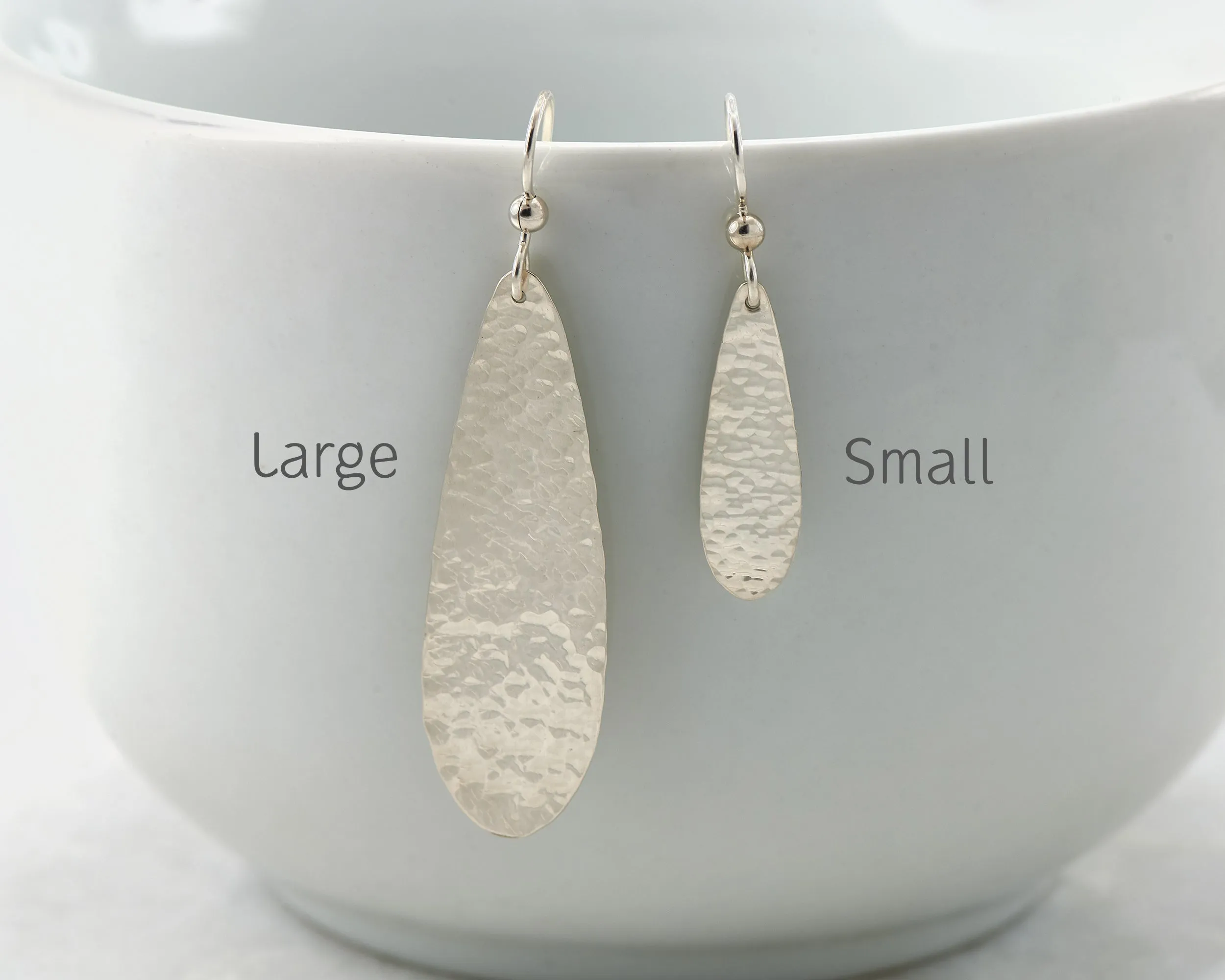 Silver Hammered Teardrop Earrings