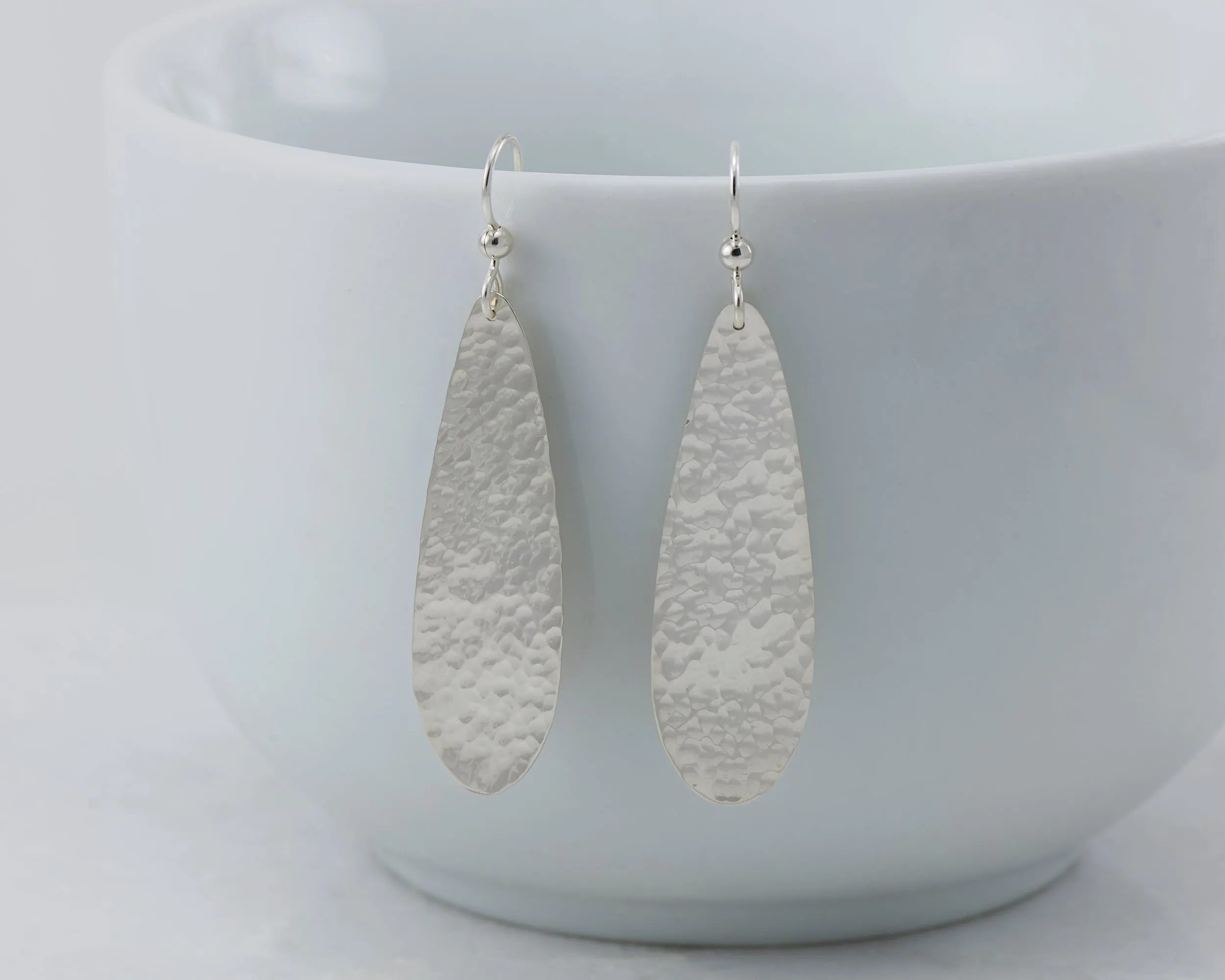 Silver Hammered Teardrop Earrings