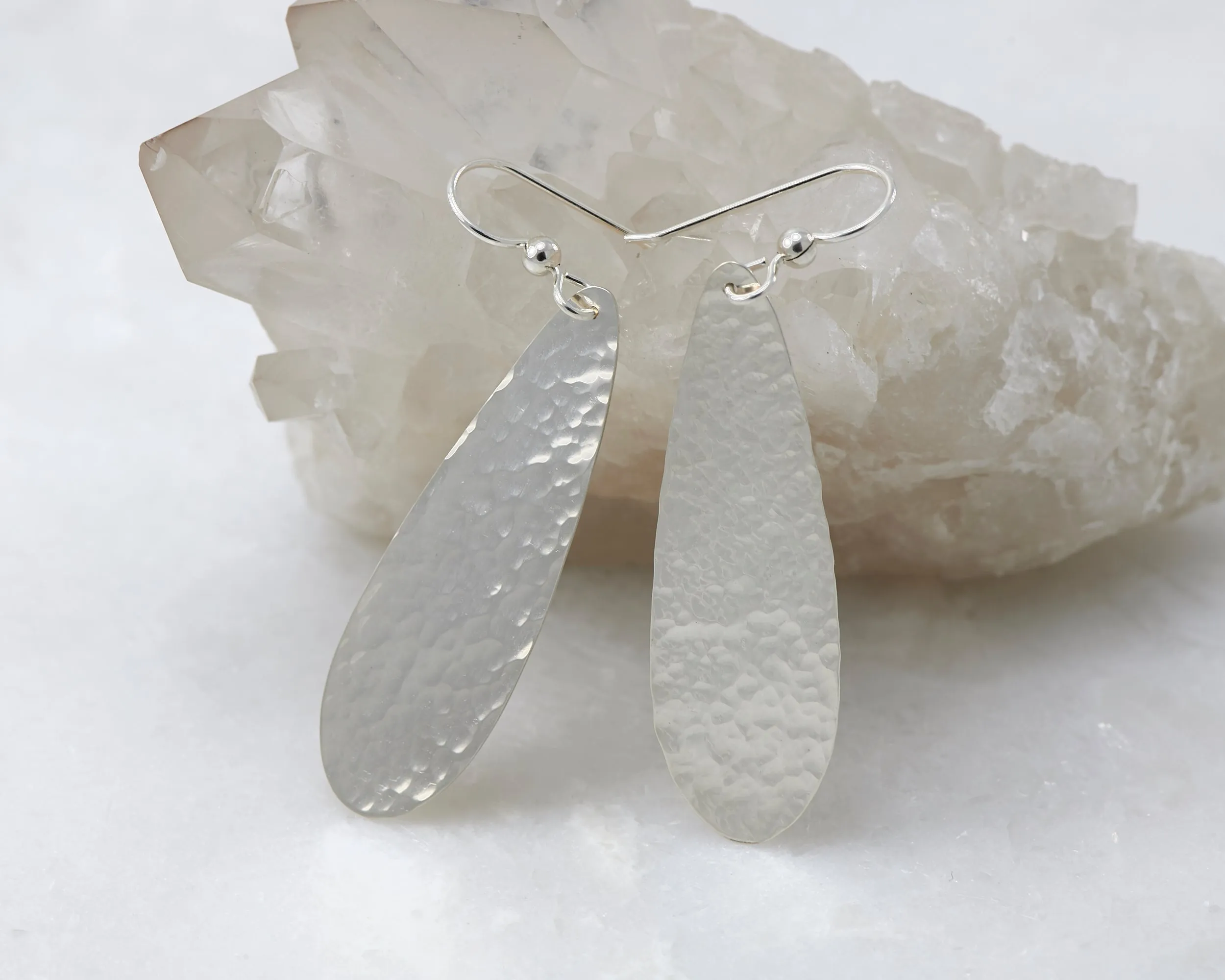 Silver Hammered Teardrop Earrings