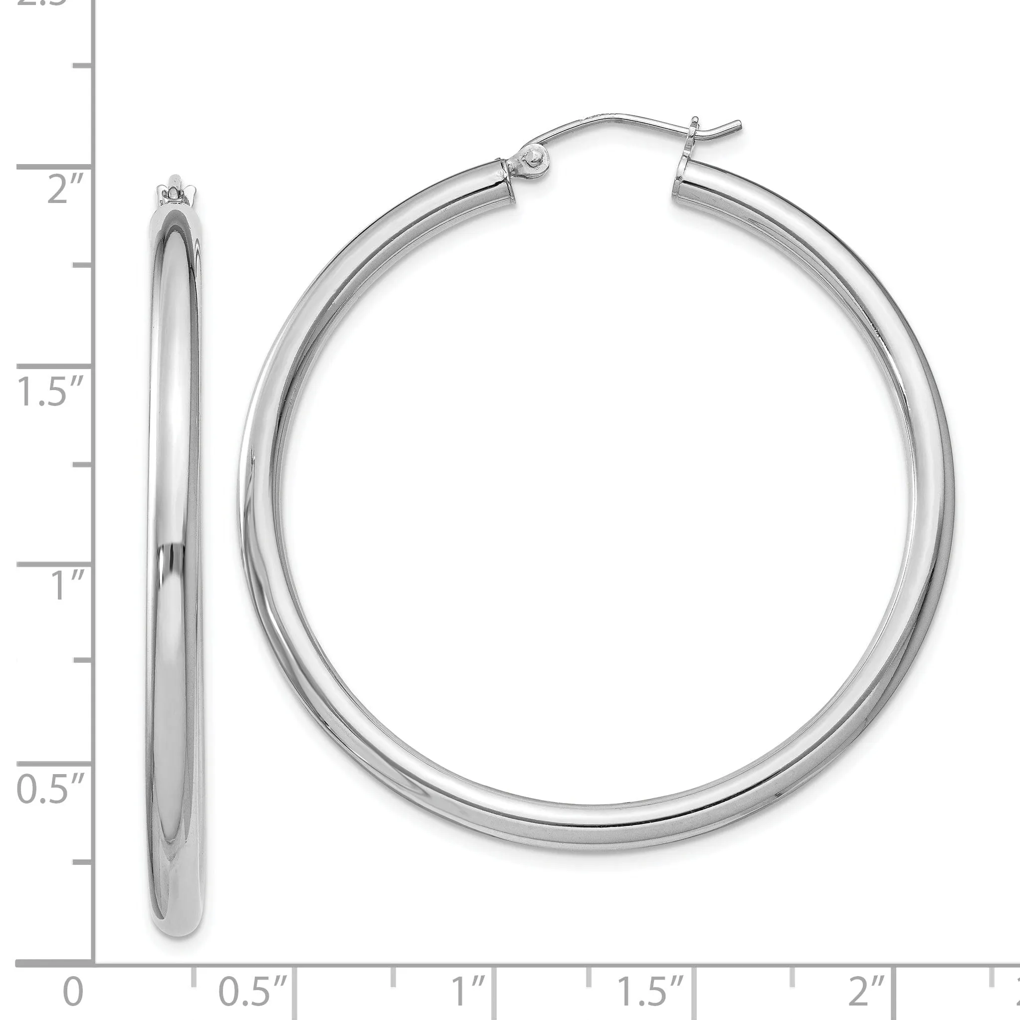 Silver Hollow Round Hoop Hinged Earrings