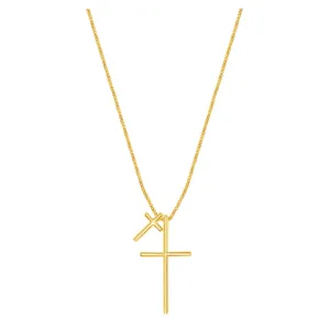Skinny Double Cross Necklace