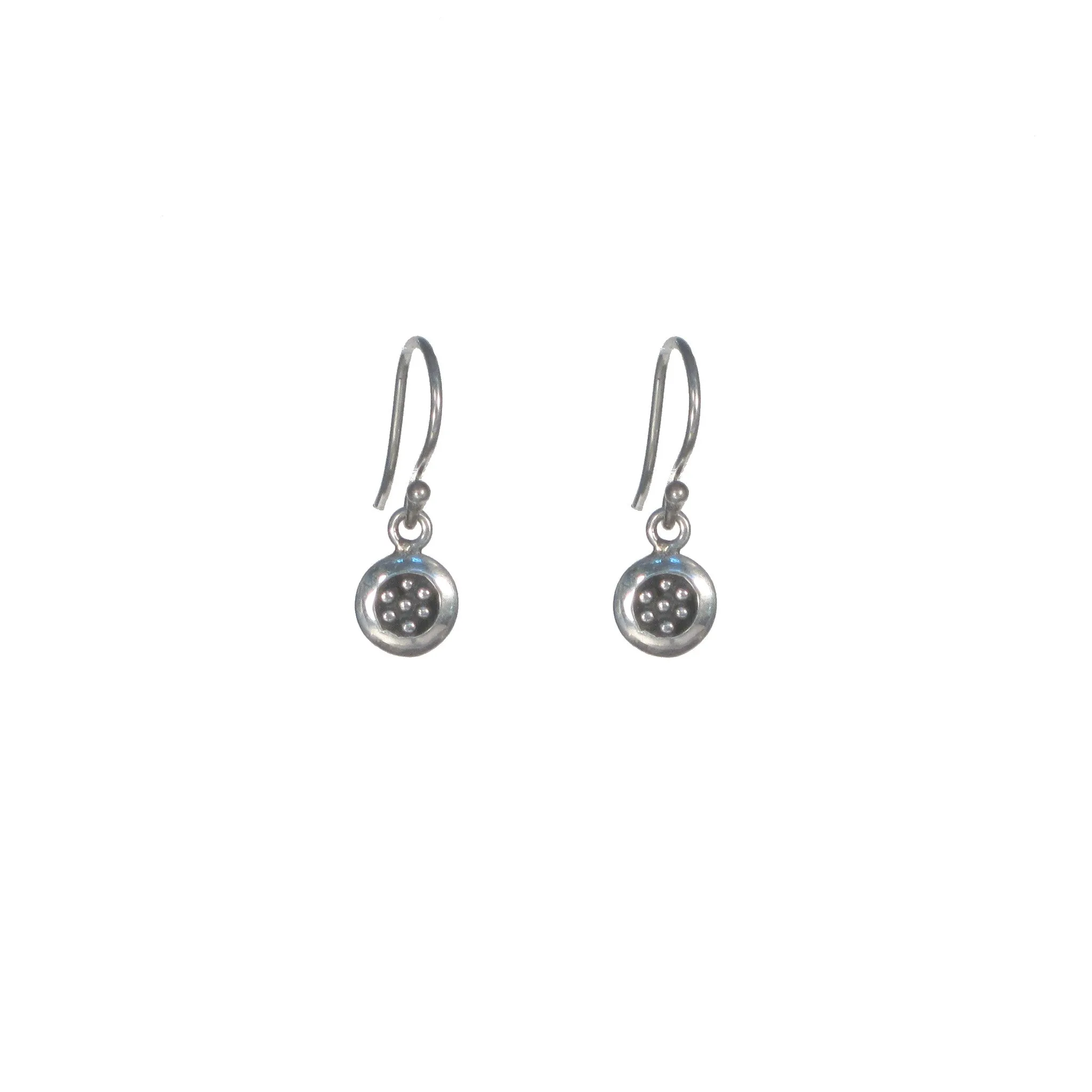 Small Silver Circle with Dots Earrings - Studs and Dangle Available