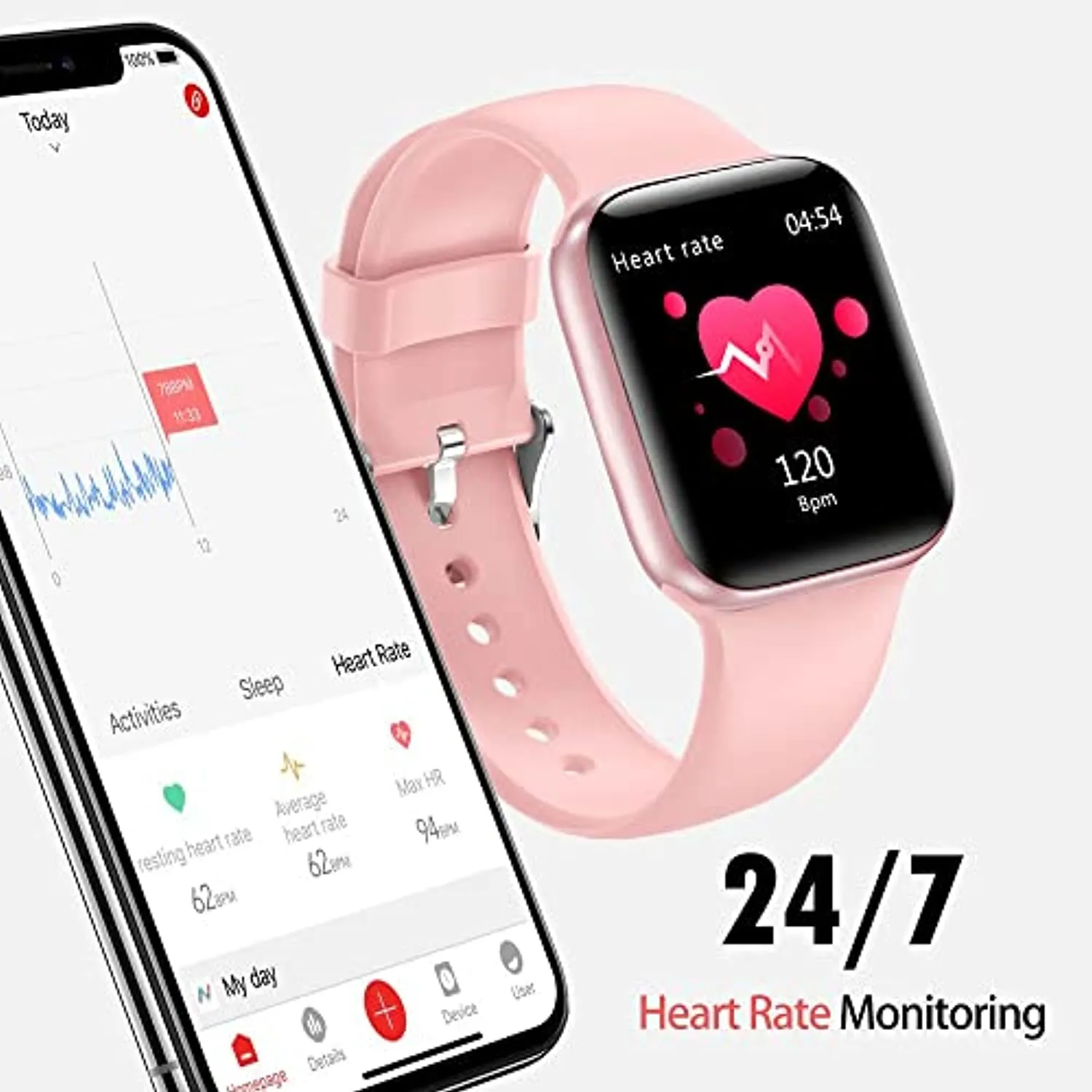 SmartWatch, 1.54'' Fitness Tracker for Men Women, Fitness Watch with Heart Rate and Sleep Monitor, Activity Tracker with IP68 Waterproof Pedometer Tracker Watch for Android iOS
