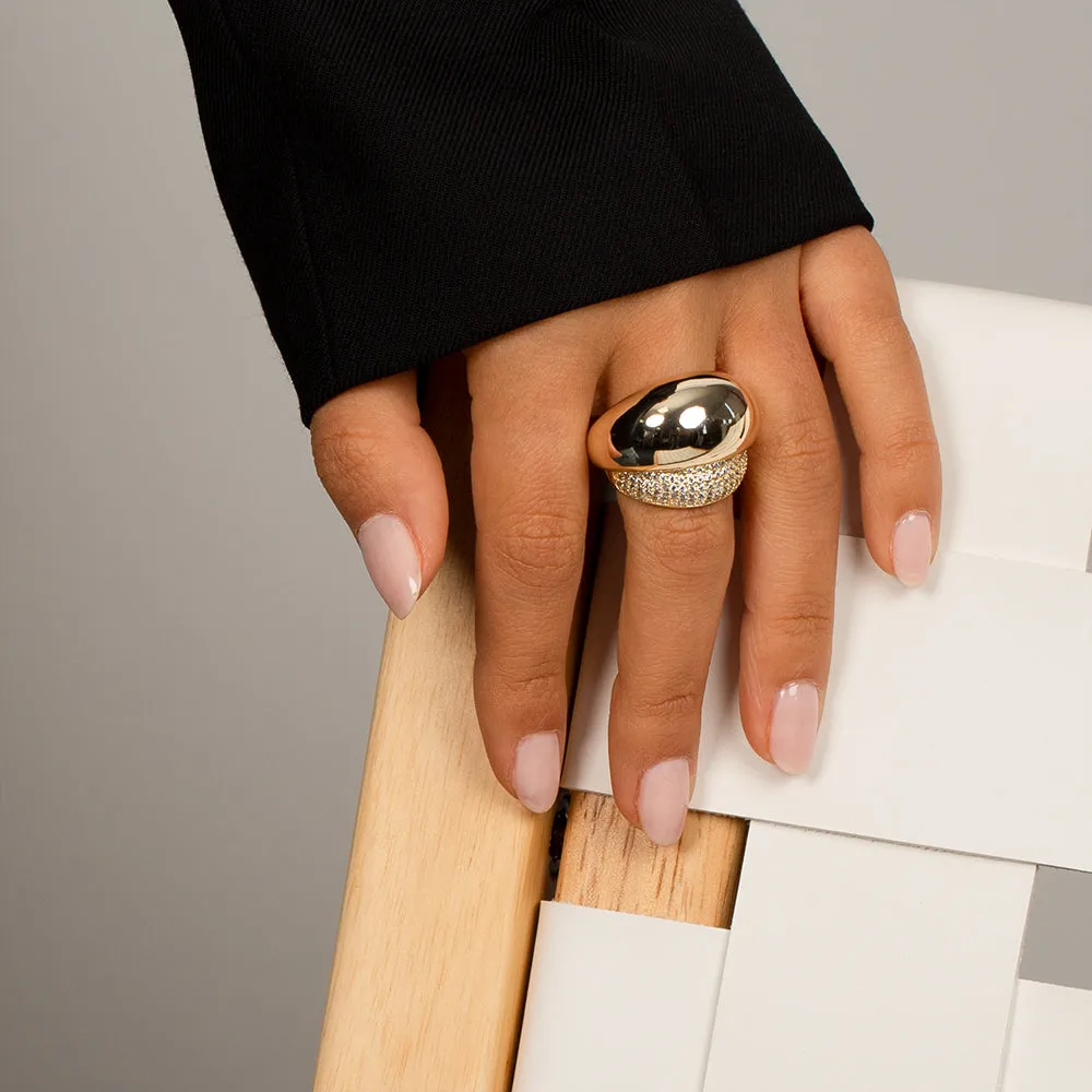 Solid/Pavé Double Dome Chunky Ring