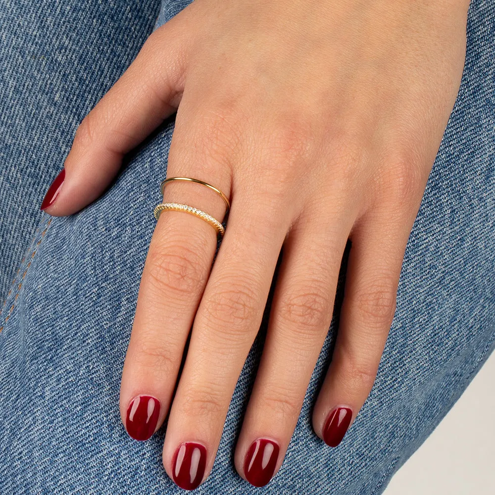 Solid/Pave Ring Combo Set