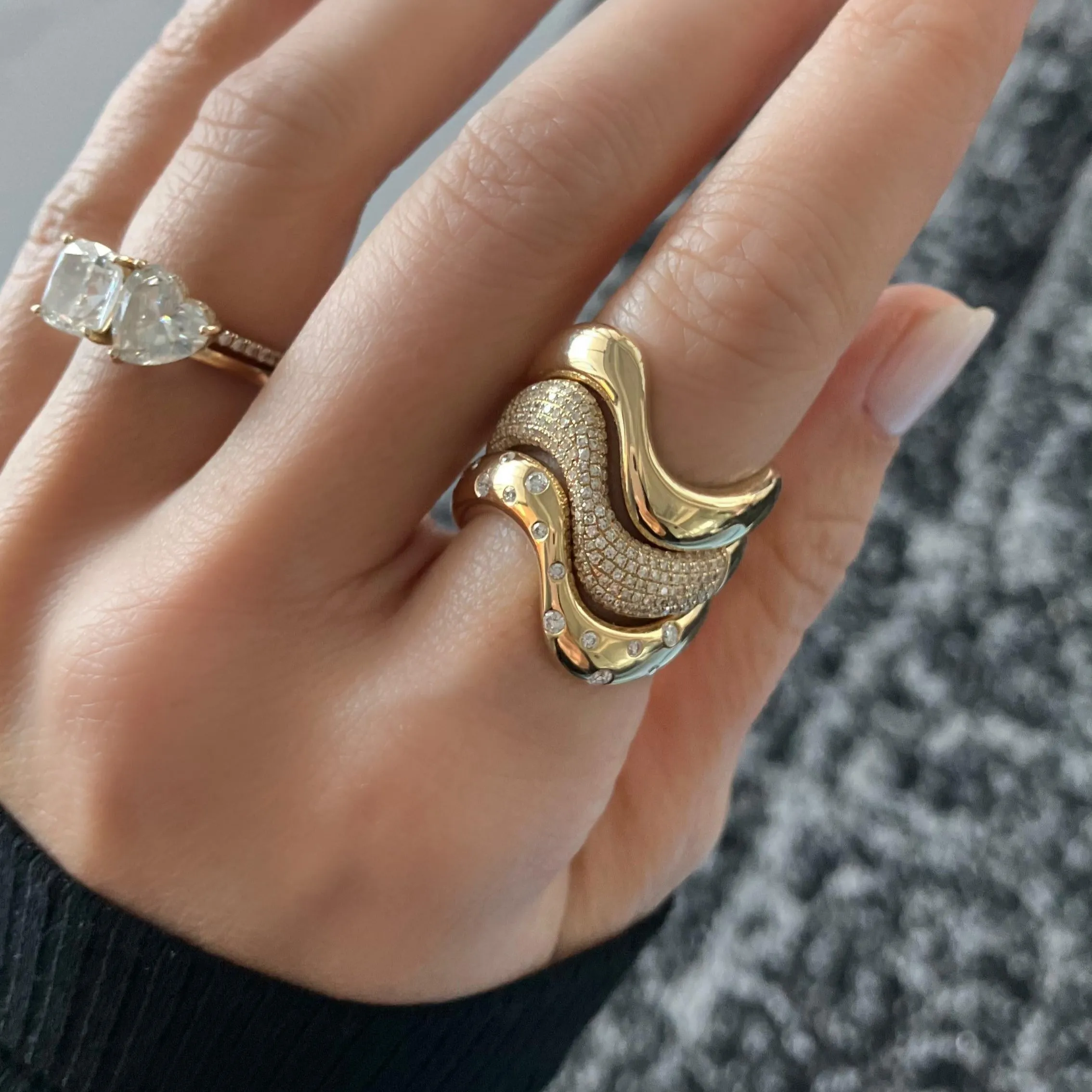 Stackable Dome Gold Wave Ring