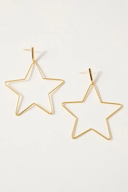 Star Dangle Hoop Earrings