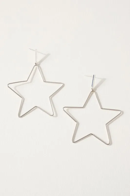 Star Dangle Hoop Earrings