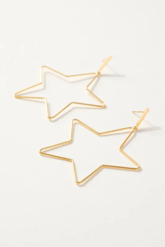 Star Dangle Hoop Earrings