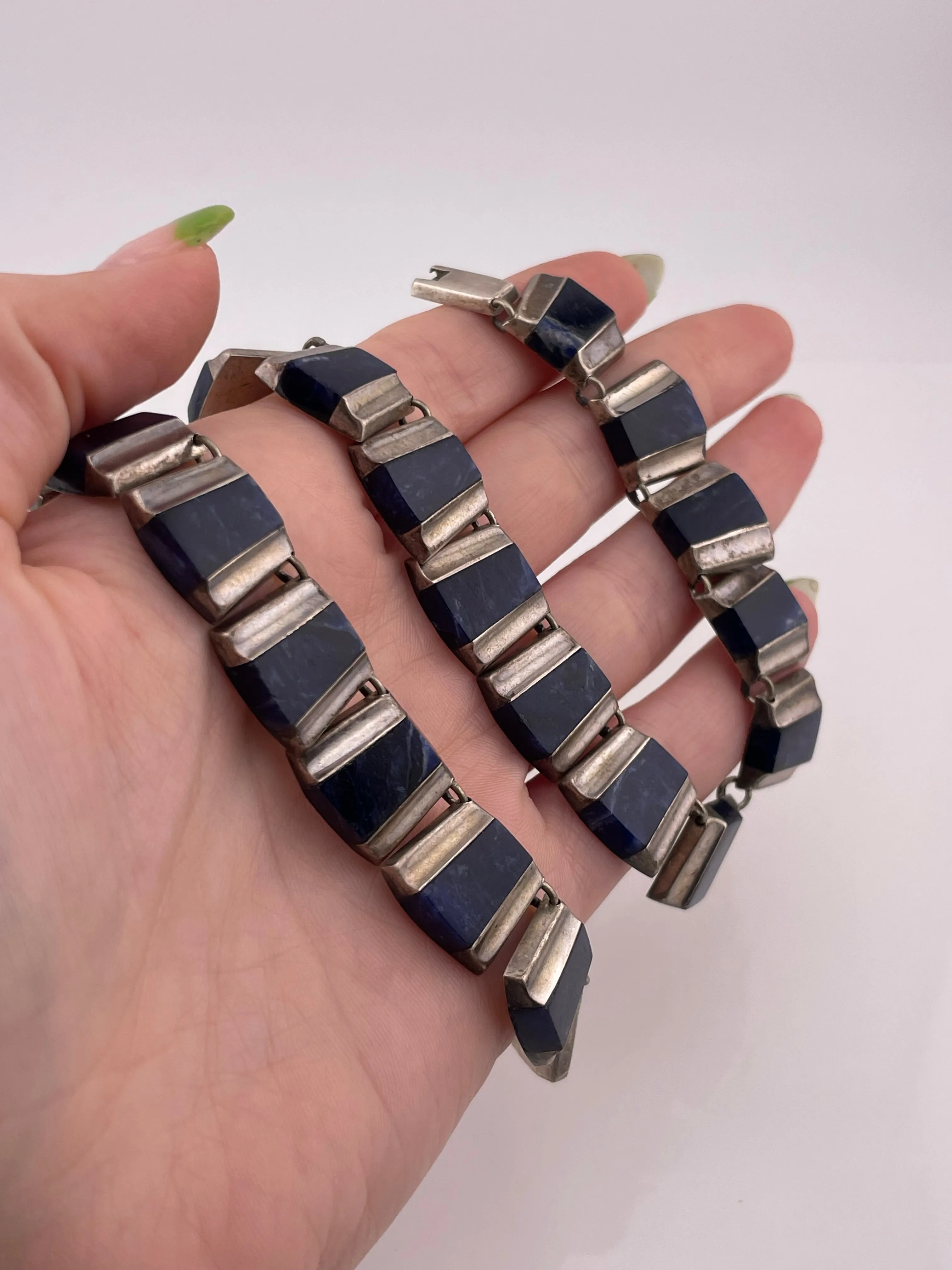 sterling silver 15-1/2" sodalite collar necklace