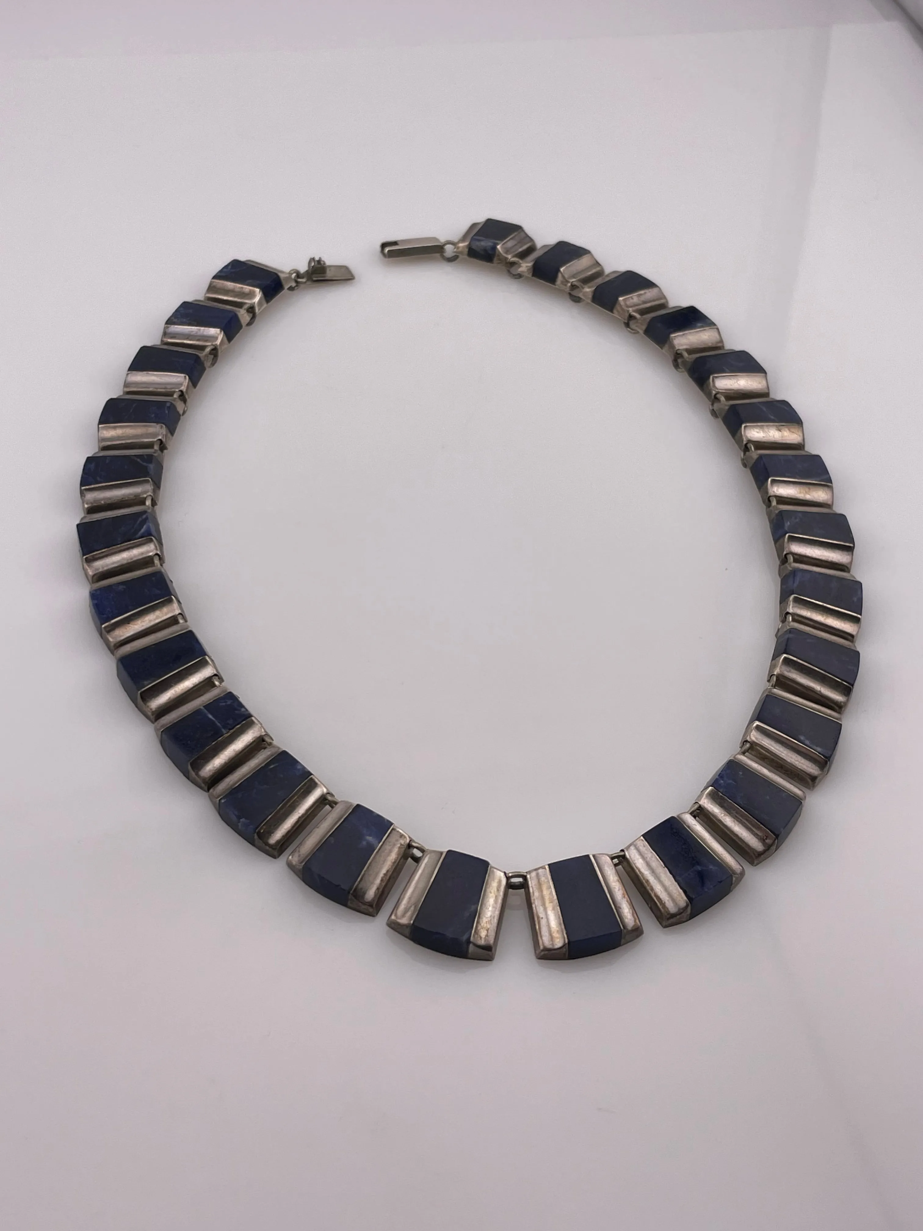 sterling silver 15-1/2" sodalite collar necklace