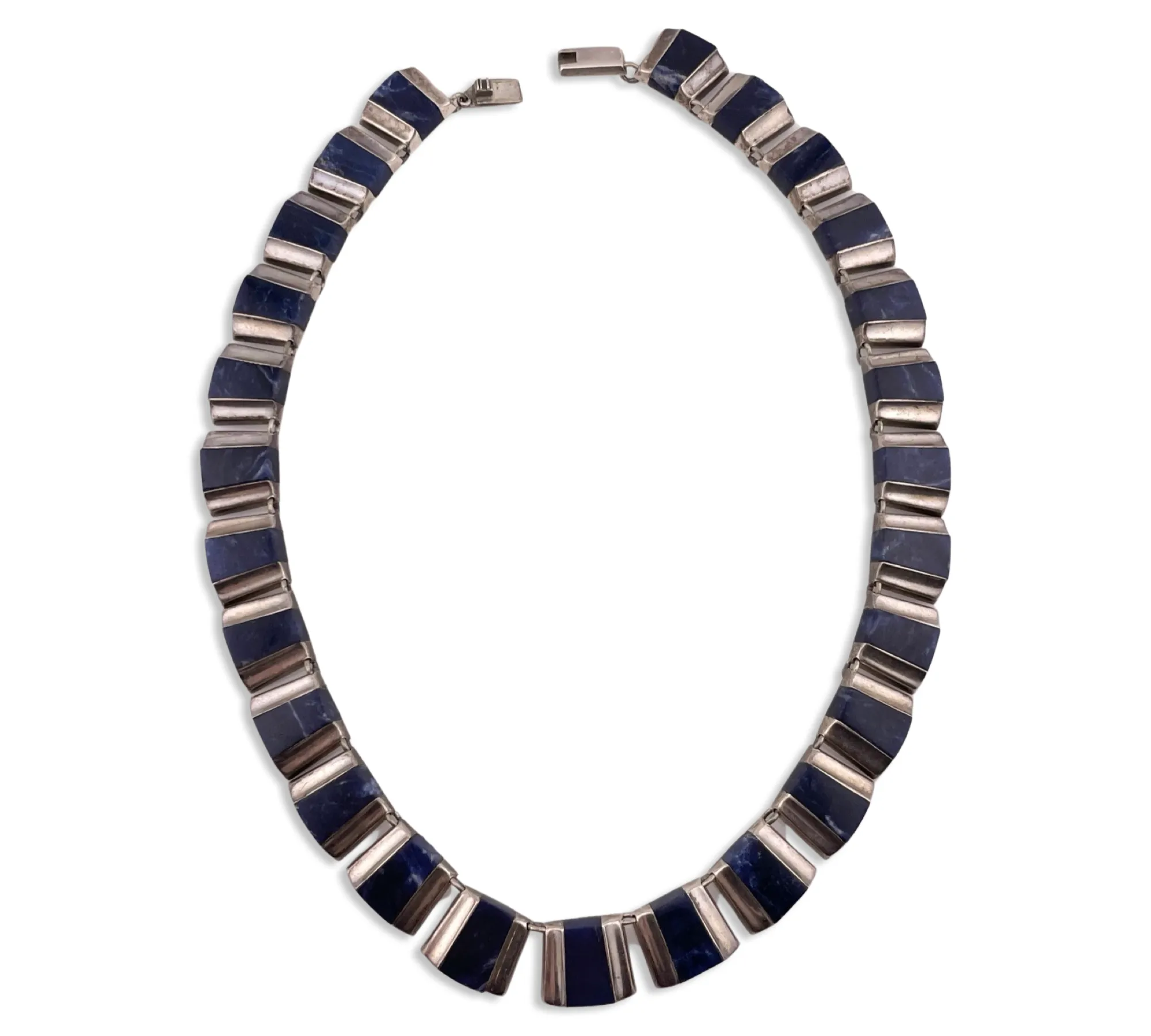 sterling silver 15-1/2" sodalite collar necklace