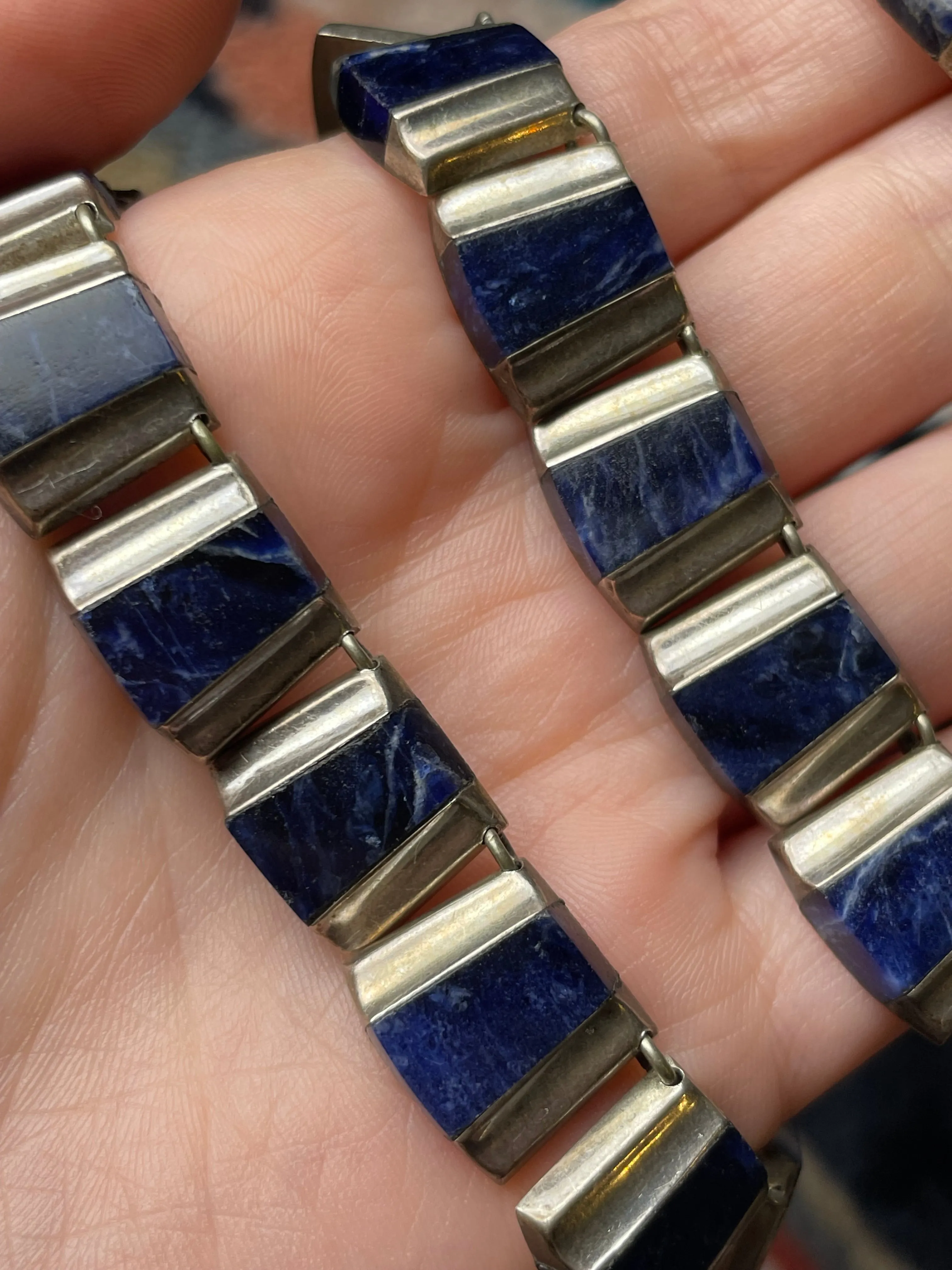 sterling silver 15-1/2" sodalite collar necklace