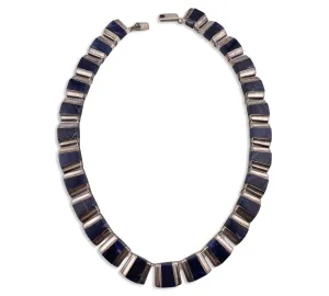sterling silver 15-1/2" sodalite collar necklace