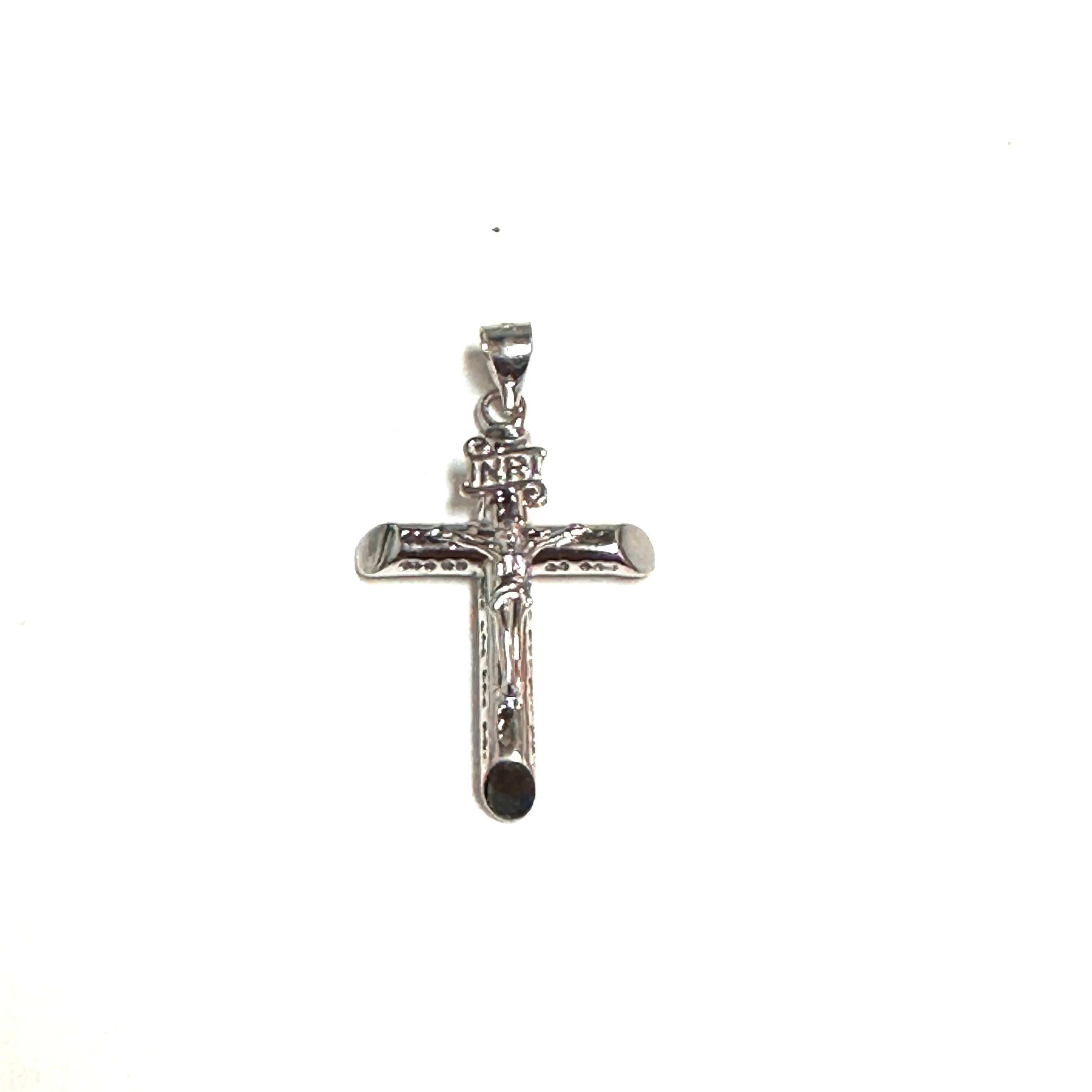 Sterling Silver (21.5mm) Filigree Tube Crucifix Pendant