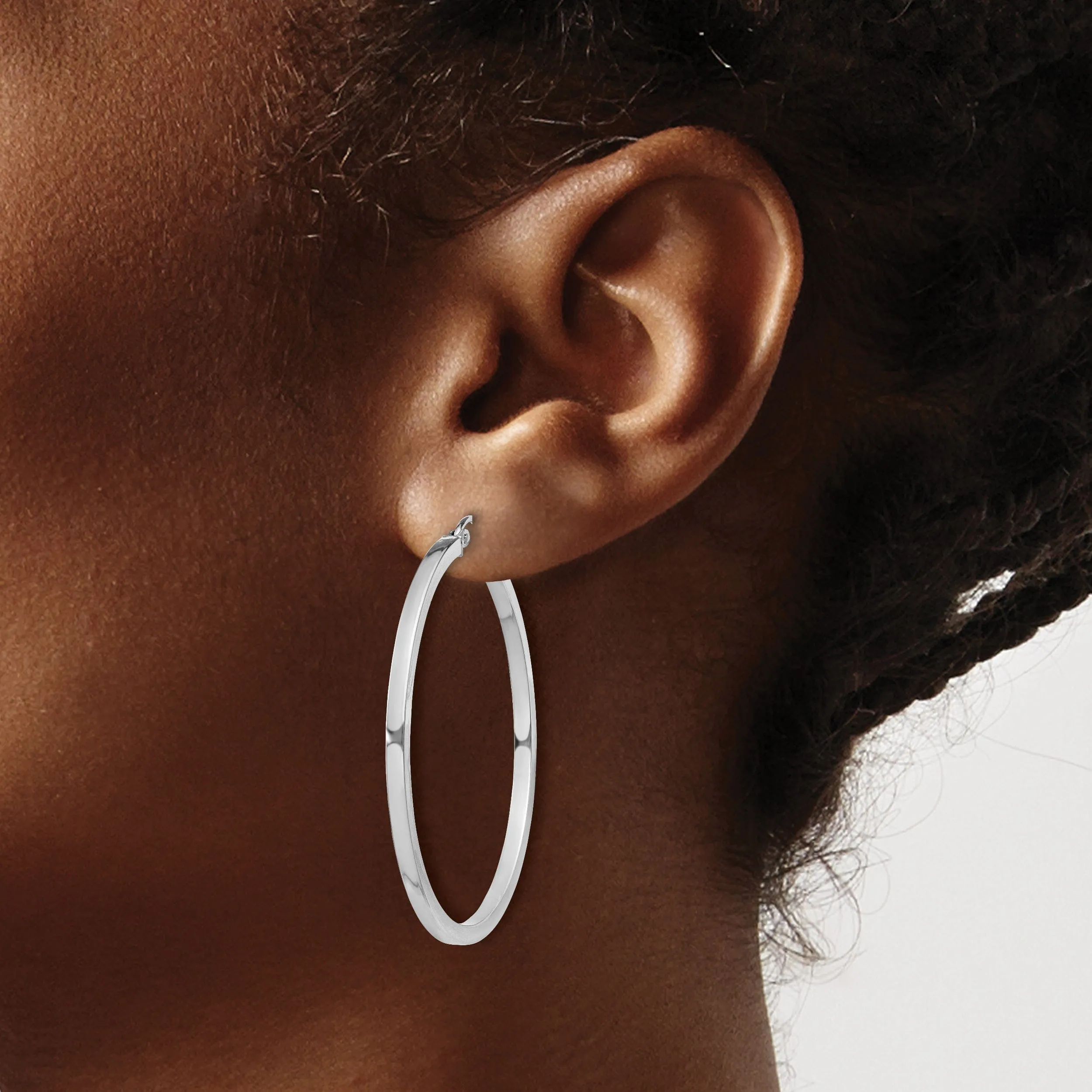 Sterling Silver 2MM Square Tube Hoop Earrings