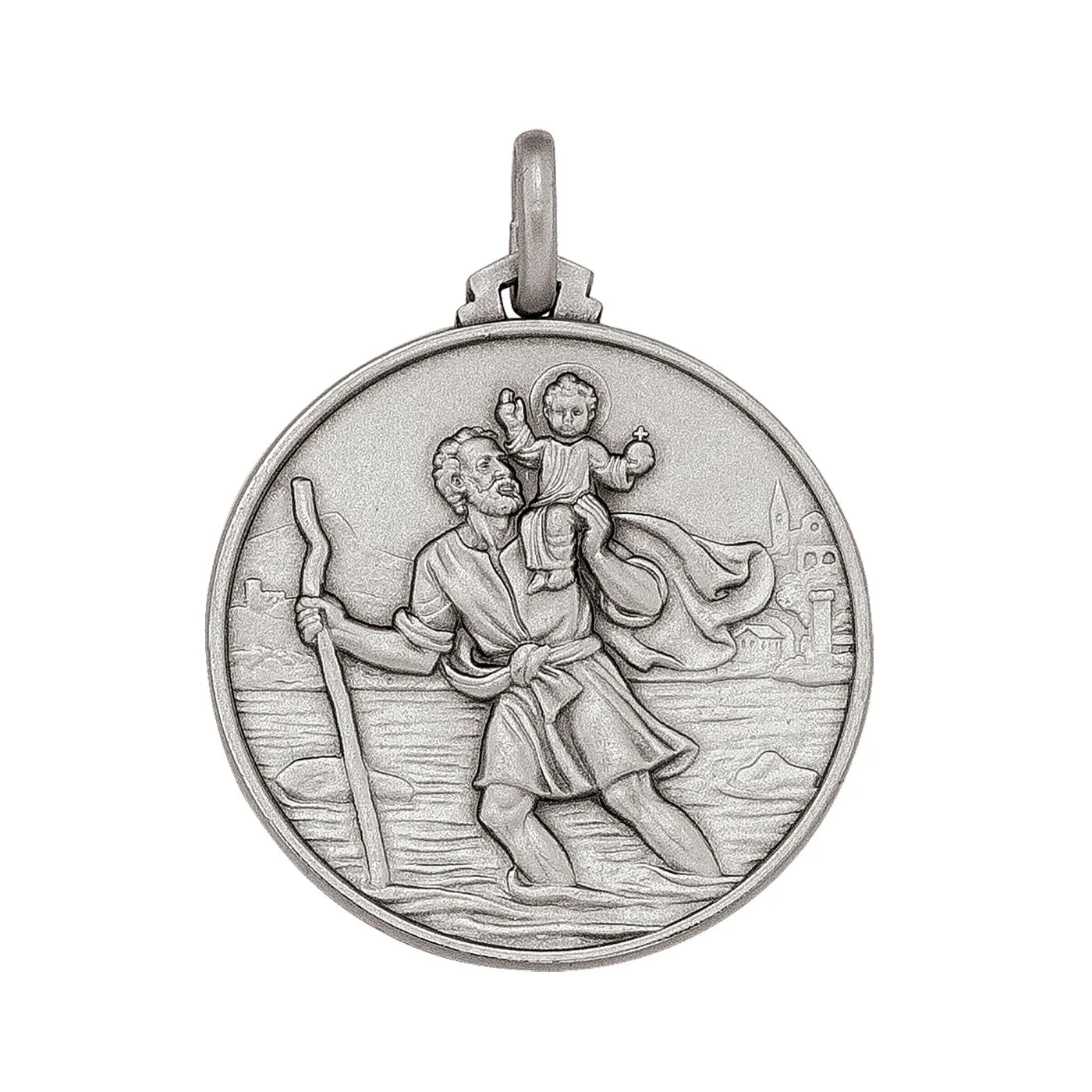 Sterling Silver (32mm) St. Christopher Medallion Pendant
