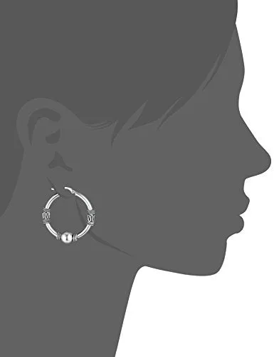 Sterling Silver Beaded Hoop Earrings
