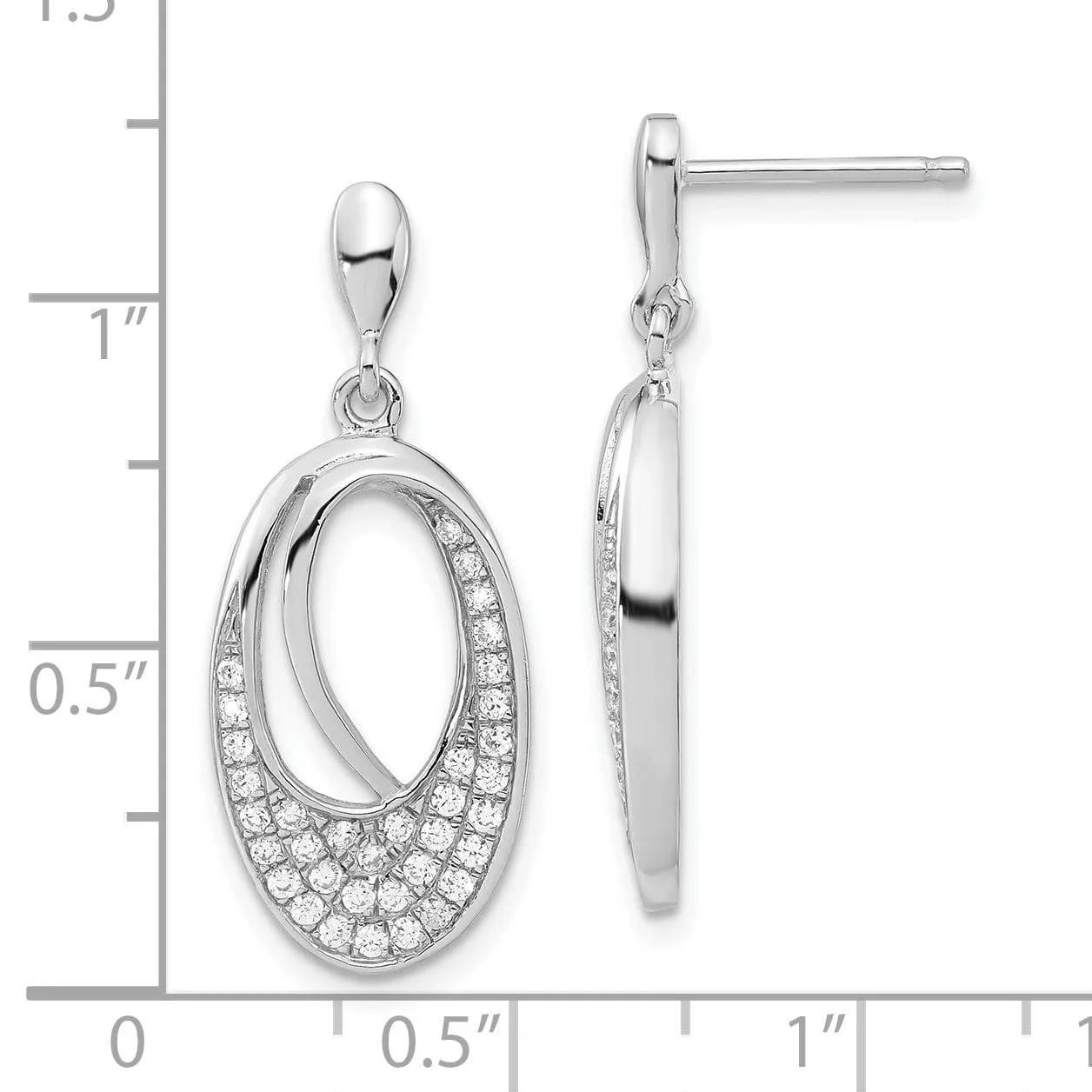 Sterling Silver Cubic Zirconia Dangle Earrings
