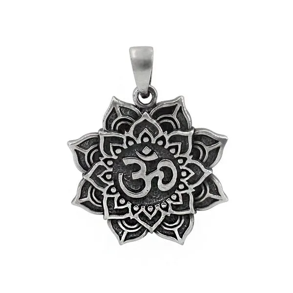 Sterling Silver Oxidized Om Yoga Pendant