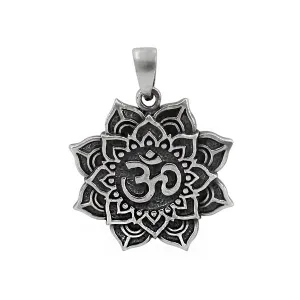 Sterling Silver Oxidized Om Yoga Pendant