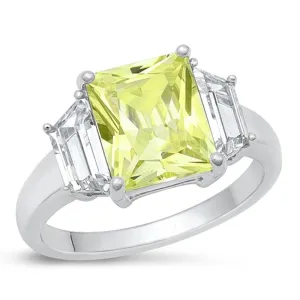 Sterling Silver Peridot CZ Cocktail Ring