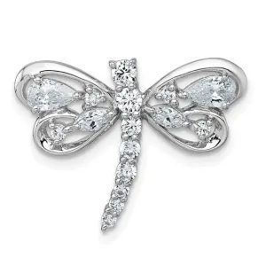 Sterling Silver Polished Cubic Zirconia Dragonfly Pendant