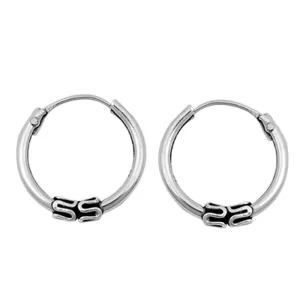 Sterling Silver Statement Hoop Boho Bali Style Weave Earrings 925 New