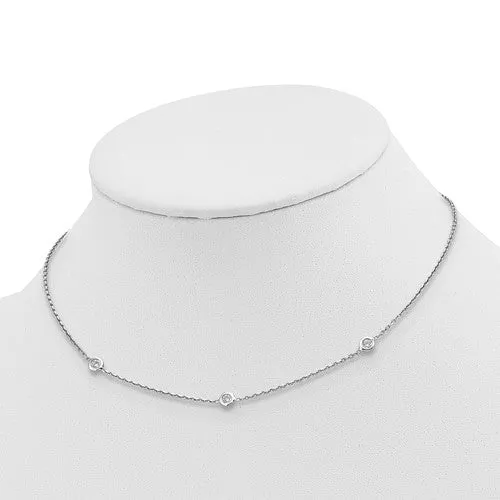 Sterling Silver Station CZ Choker Necklace